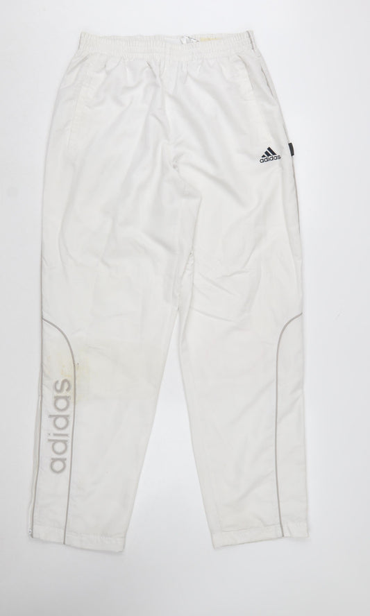 Adidas Men's White Polyester Jogger Trousers Size M