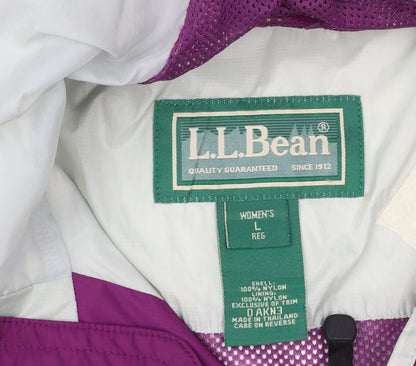 L.L.Bean Women's Purple Waterproof Hooded Rain Jacket L Regular