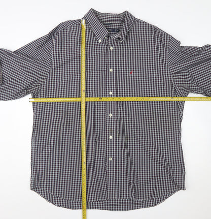 Nautica Men's Blue Check Long Sleeve Button-Down Cotton Shirt XXL