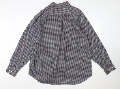 Nautica Men's Blue Check Long Sleeve Button-Down Cotton Shirt XXL