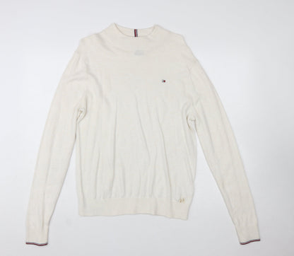 Tommy Hilfiger Men's Ivory Cotton Cashmere Pullover Jumper Size S