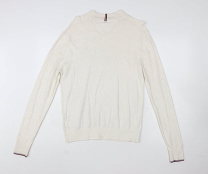 Tommy Hilfiger Men's Ivory Cotton Cashmere Pullover Jumper Size S