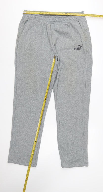 Puma Men Grey 2XL Regular Fit Sweatpants Cotton Blend