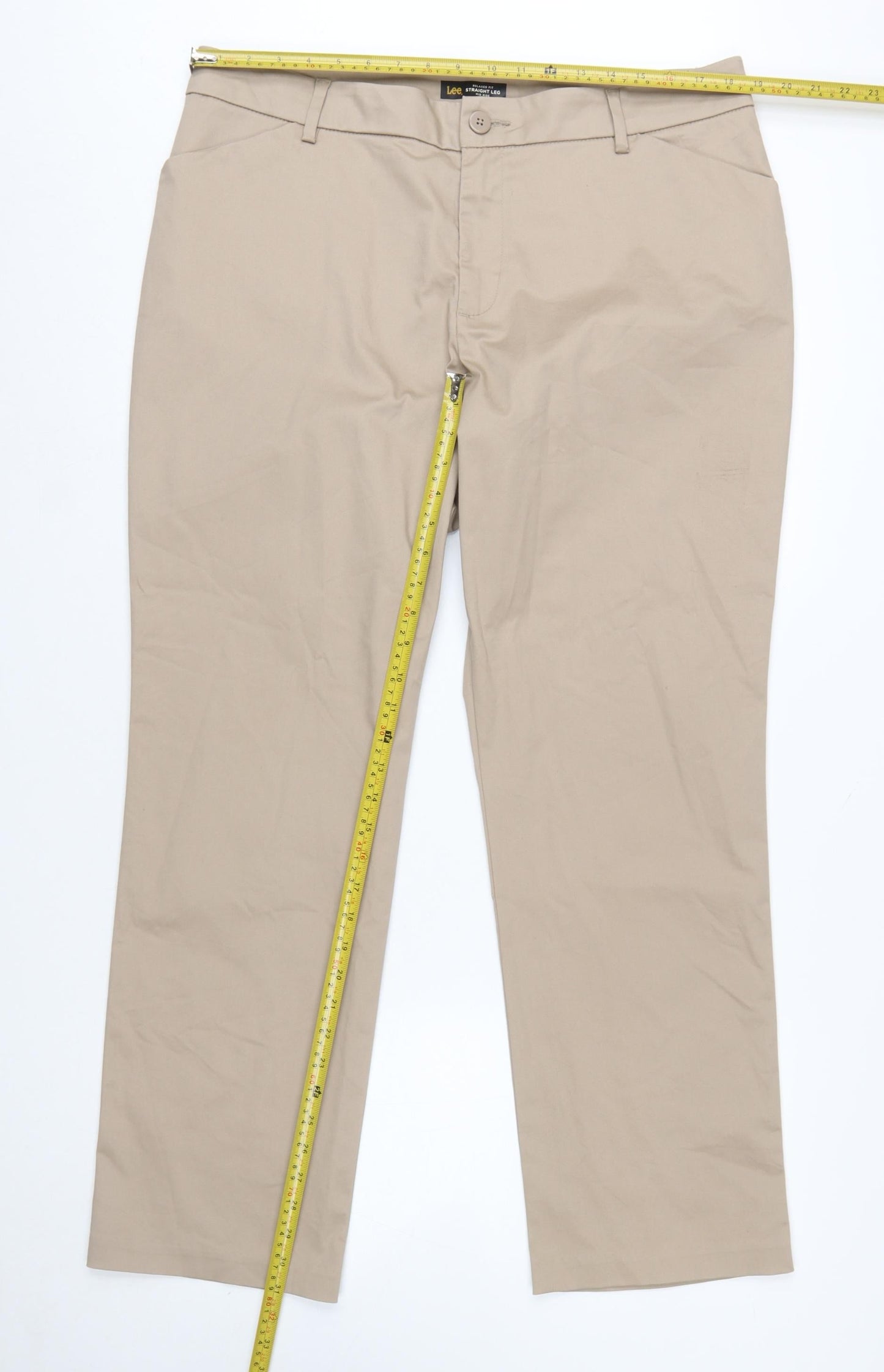 Lee Women’s Beige Straight Leg Chino Trousers Size 16 Cotton Blend