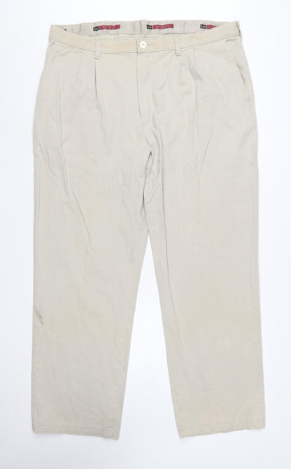 Lee Men’s Beige Chino Trousers 42x32 Regular Fit Cotton Stretch