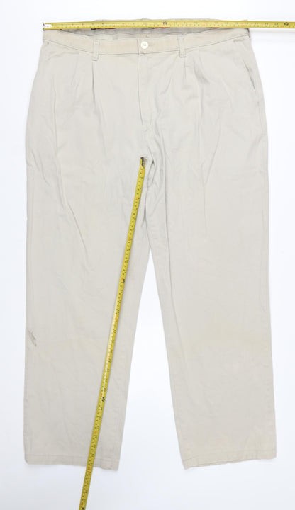 Lee Men’s Beige Chino Trousers 42x32 Regular Fit Cotton Stretch