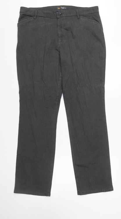 Lee Women’s Grey Straight Leg Mid Rise Relaxed Fit Trousers Size 14