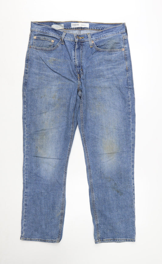 Levi Strauss Men's Blue Straight Denim Jeans W34 L30 Athletic Fit
