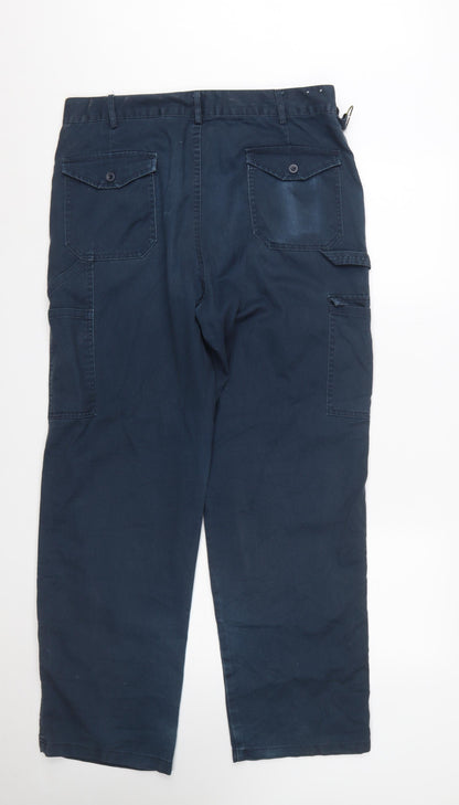 Dickies Men's Blue Cargo Trousers Size 38R Cotton Workwear
