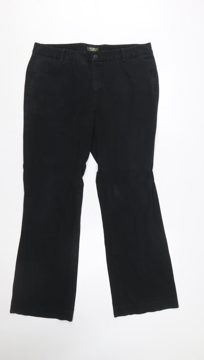 Eddie Bauer Women Black Cotton Blend Mercer Fit Trousers Size 14