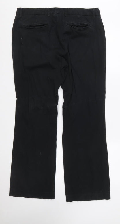 Eddie Bauer Women Black Cotton Blend Mercer Fit Trousers Size 14