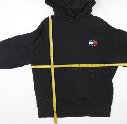 Tommy Jeans Men's Black Pullover Hoodie XS Cotton Logo Sweatshirt