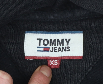 Tommy Jeans Men's Black Pullover Hoodie XS Cotton Logo Sweatshirt