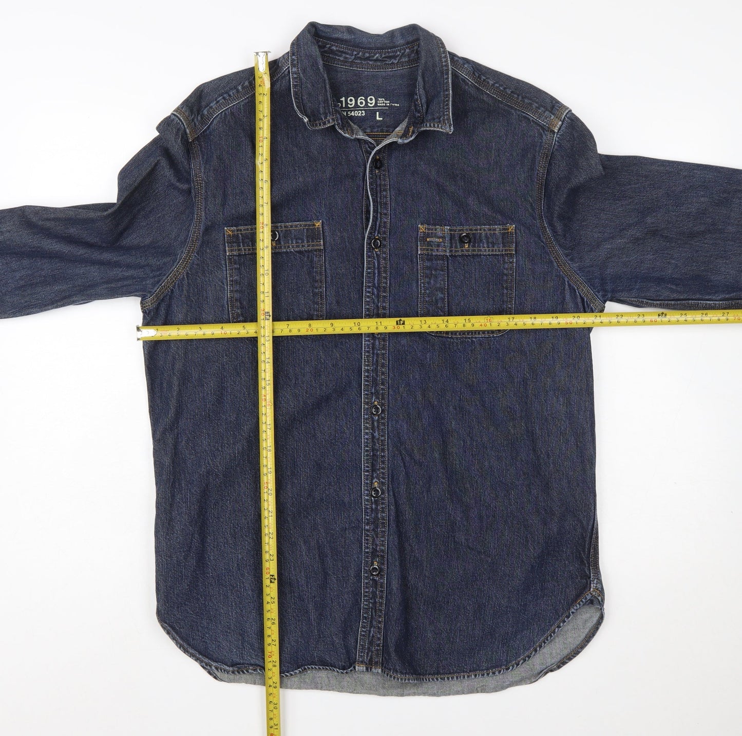 Gap 1969 Men's Blue Denim Button-Up Long Sleeve Shirt Size L