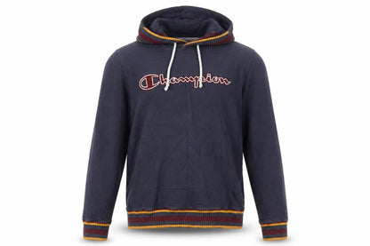 Champion Men's Blue Pullover Hoodie Large Logo Cotton Sweatshirt