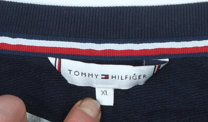 Tommy Hilfiger Womens Navy Blue XL Pullover Sweatshirt Cotton Blend