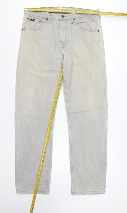 Lee Men's Grey Regular Fit Straight Jeans 34x32 Denim