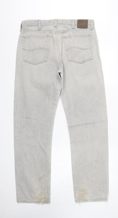 Lee Men's Grey Regular Fit Straight Jeans 34x32 Denim