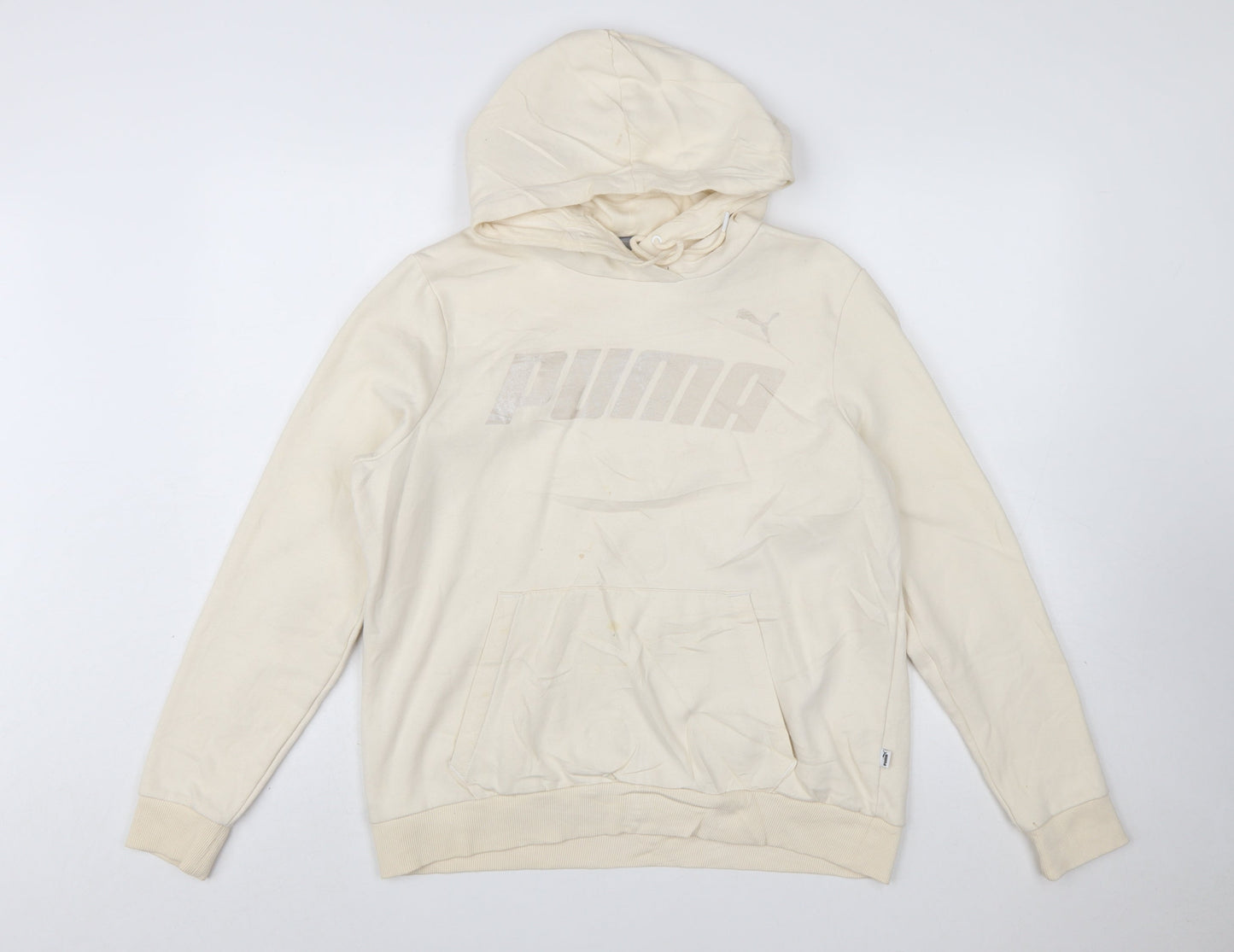 Puma Women's Beige Pullover Hoodie Cotton Blend Size L