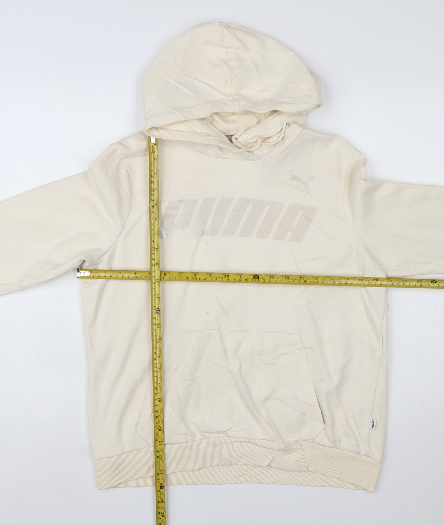 Puma Women's Beige Pullover Hoodie Cotton Blend Size L