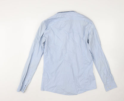 Hugo Boss Men's Blue Slim Fit Long Sleeve Cotton Shirt M