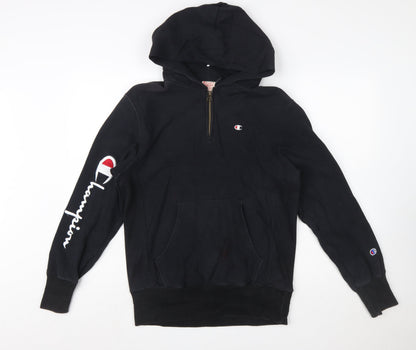 Champion Men Black Reverse Weave 1/2 Zip Hoodie Medium Sportswear