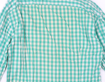 Tommy Hilfiger Men's Green Check 2XL Button-Down Cotton Shirt
