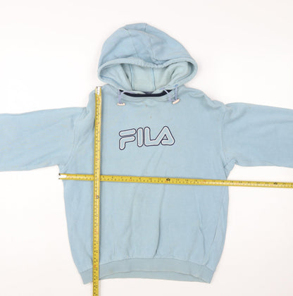 Fila Boys Light Blue Pullover Hoodie Age 10 Logo Fleece Cotton Blend