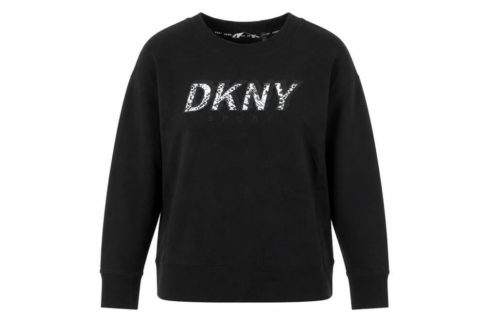 DKNY Sport Women's Black Small Pullover Sweatshirt with Logo Detail