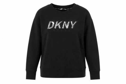 DKNY Sport Women's Black Small Pullover Sweatshirt with Logo Detail