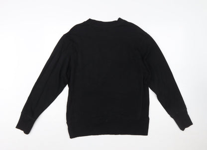 DKNY Sport Women's Black Small Pullover Sweatshirt with Logo Detail