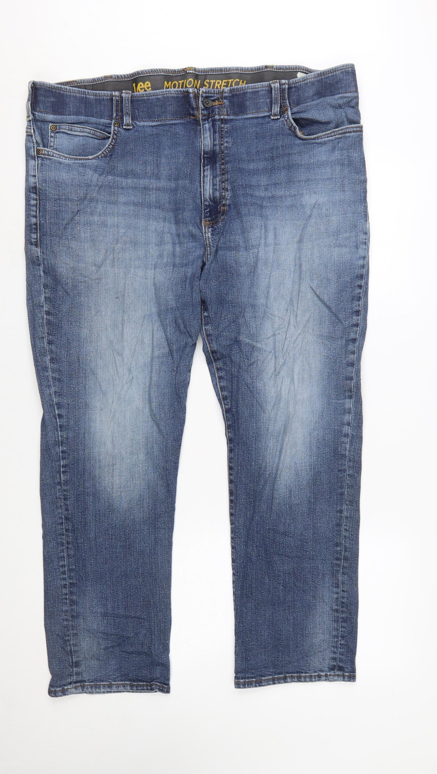 Lee Men's Blue 42X30 Straight Fit Motion Stretch Denim Jeans