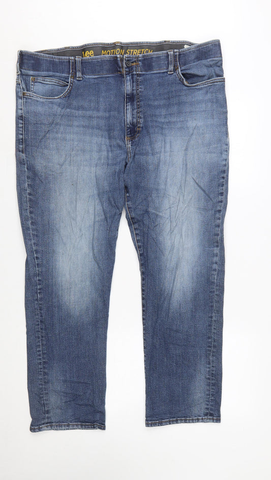Lee Men's Blue 42X30 Straight Fit Motion Stretch Denim Jeans