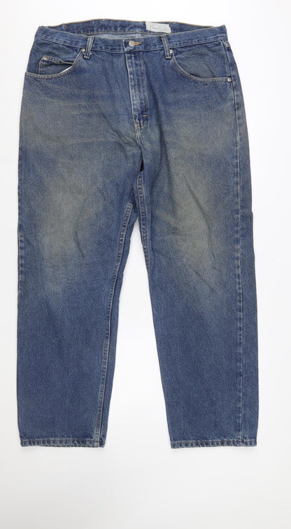 Wrangler Men's Blue 38x30 Straight Denim Jeans Classic Fit