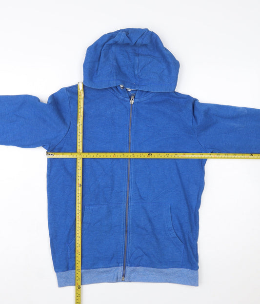 Marks and Spencer Boys Blue Full Zip Hoodie 13-14 Years Cotton Blend