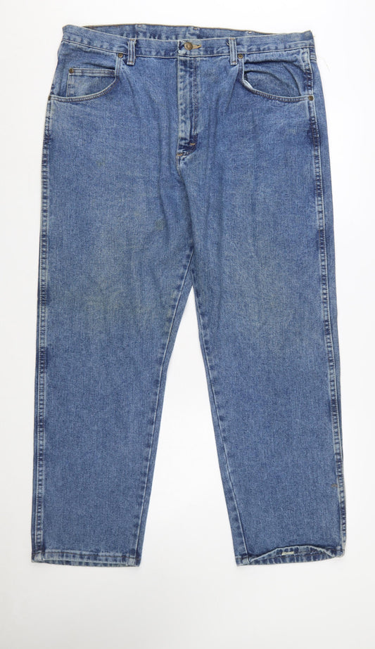 Wrangler Men's Blue Straight Leg Denim Jeans Size 40x29 Regular Fit