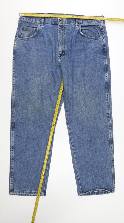Wrangler Men's Blue Straight Leg Denim Jeans Size 40x29 Regular Fit