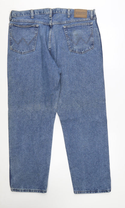 Wrangler Men's Blue Straight Leg Denim Jeans Size 40x29 Regular Fit