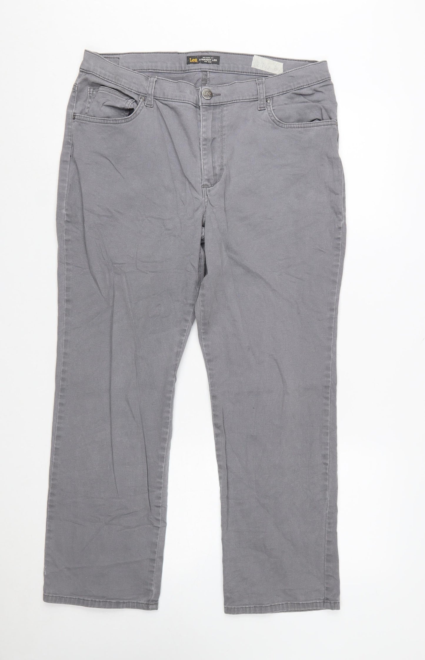 Lee Women's Grey Straight Leg Mid Rise Relaxed Fit Jeans Size 16