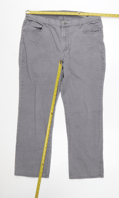 Lee Women's Grey Straight Leg Mid Rise Relaxed Fit Jeans Size 16