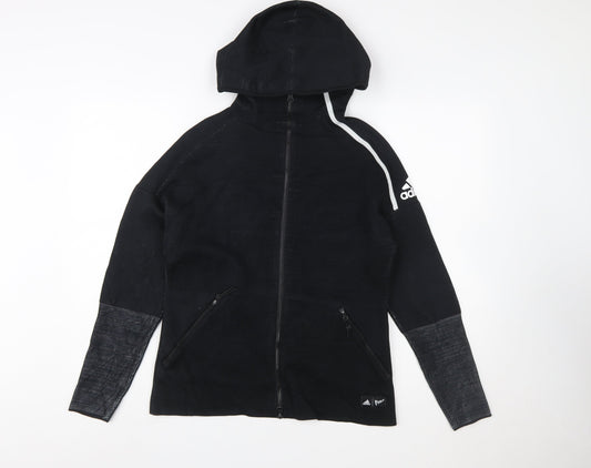 Adidas Women’s Black Full Zip Hoodie S 8-10 Parley Recycled Fabric