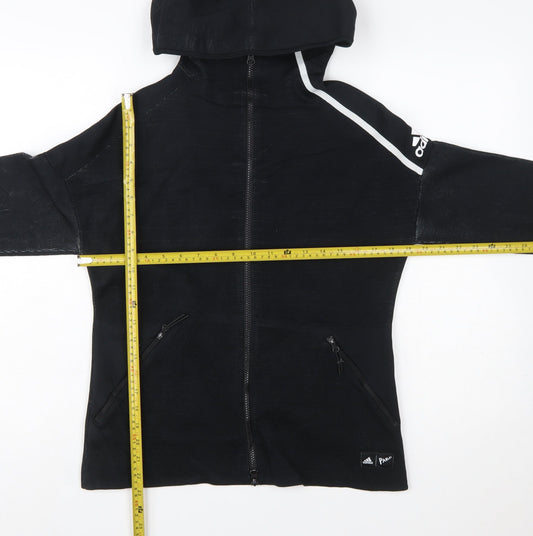 Adidas Women’s Black Full Zip Hoodie S 8-10 Parley Recycled Fabric