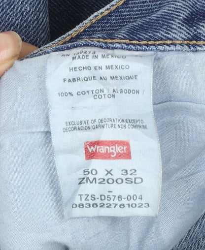 Wrangler Men's Blue Straight Fit Denim Jeans Size 50x32 Big & Tall