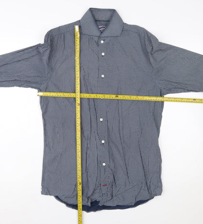 Tommy Hilfiger Men's Blue Slim Fit Long Sleeve Cotton Shirt 15.5