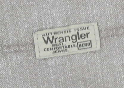 Wrangler Men Beige 36x34 Straight Relaxed Fit Denim Jeans