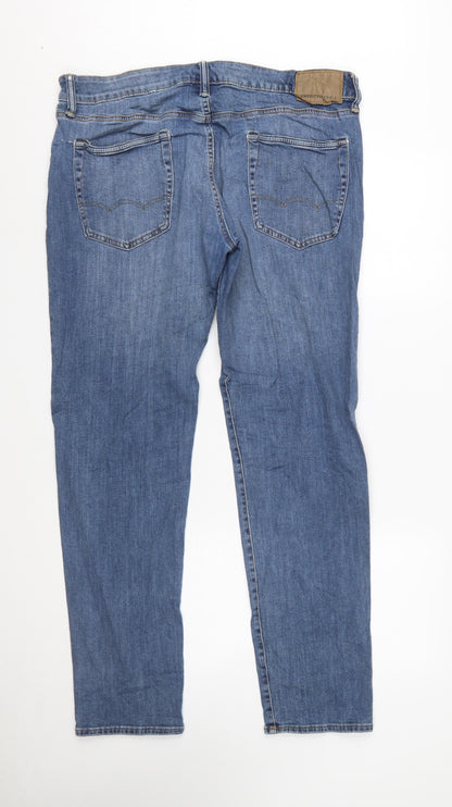 American Eagle Men's Blue Slim Straight Jeans 36x34 Denim Stretch