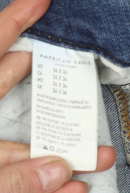 American Eagle Men's Blue Slim Straight Jeans 36x34 Denim Stretch
