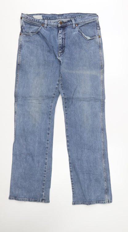 Wrangler Men's Blue Straight Leg Denim Jeans W34 L32 Regular Fit
