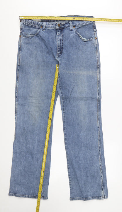 Wrangler Men's Blue Straight Leg Denim Jeans W34 L32 Regular Fit