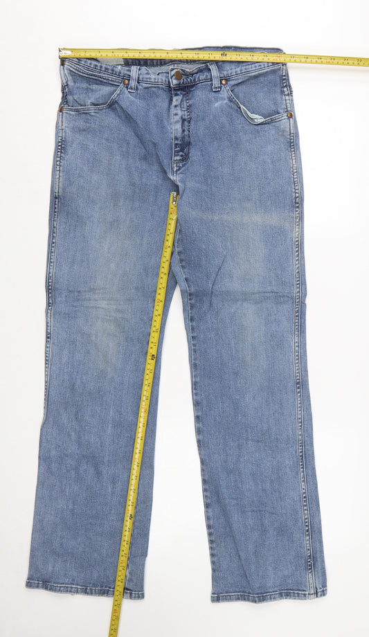 Wrangler Men's Blue Straight Leg Denim Jeans W34 L32 Regular Fit